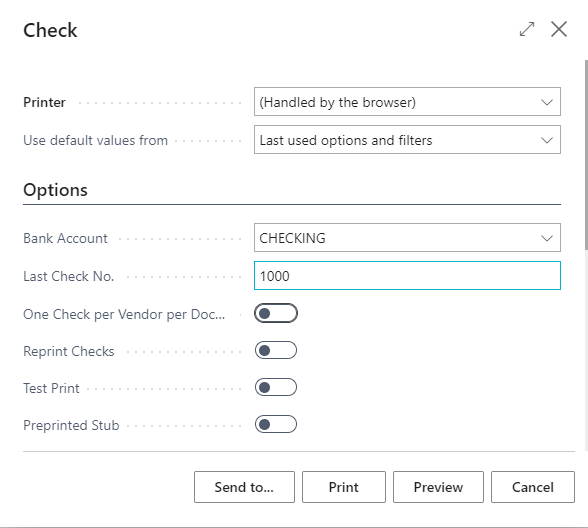 How to void an unused check in Microsoft Dynamics 365 Business Central SMB SUITE